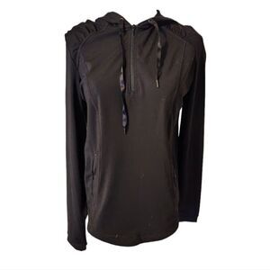 Spanx Black half zip hooded sweater - Size Medium